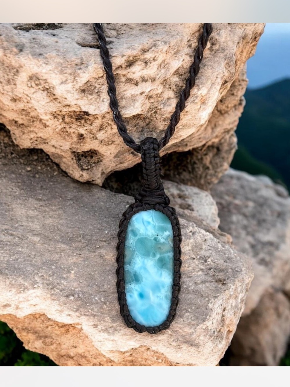 🌊 Larimar Stone Pendant Necklace 🌊